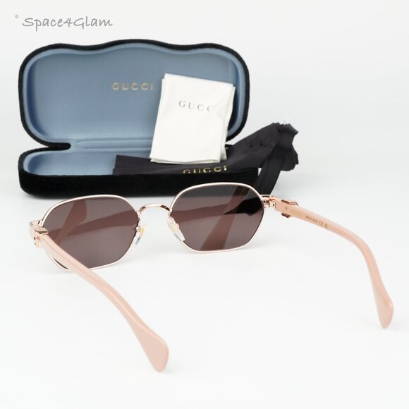 Gucci Women Sunglasses Gold Pink Violet Geometric GG1593S 003 BRAND NEW - Picture 7 of 10